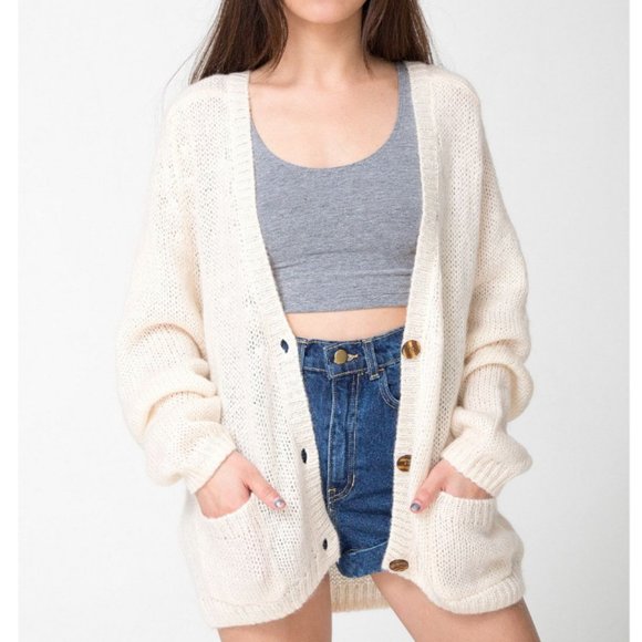 Vintage Mohair Wool Made in the USA American Apparel Oversized Cardigan Sweater - Picture 2 of 10